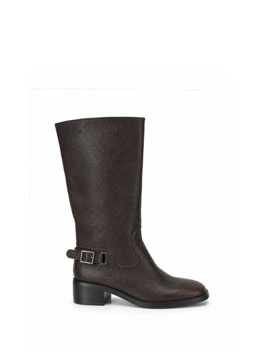 Buckle-Strap Kitten Heel Knee-High Boots（副本）（副本）
