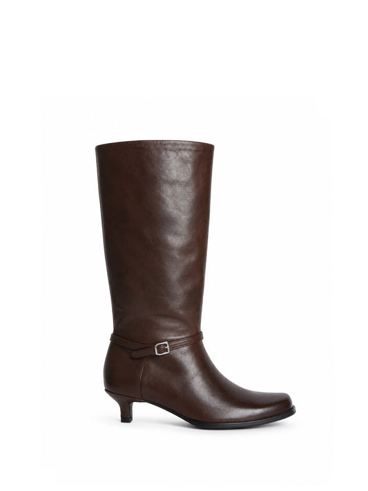 Buckle-Strap Kitten Heel Knee-High Boots（副本）